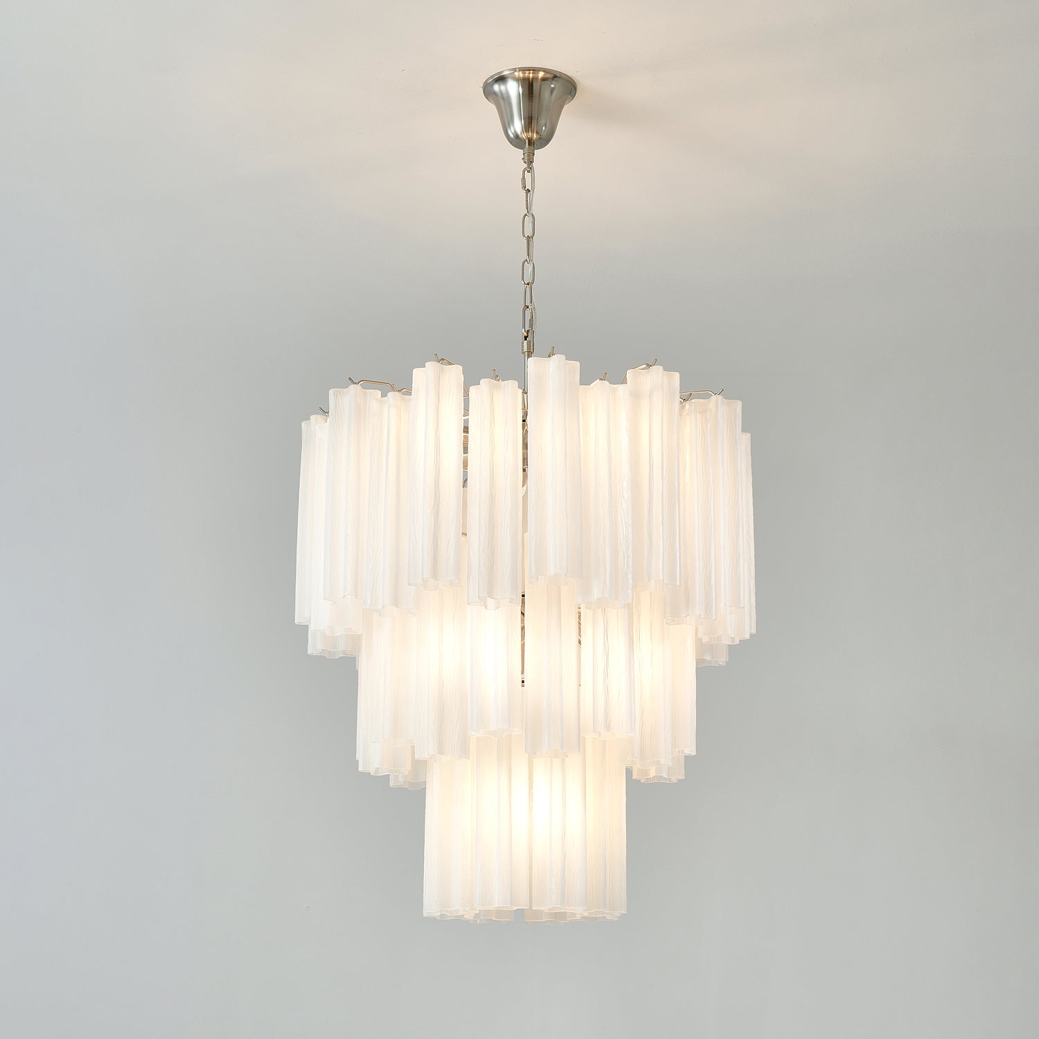 Frosted Glass Tube Chandelier Light Fixture for Dining Room & Living Room Decor