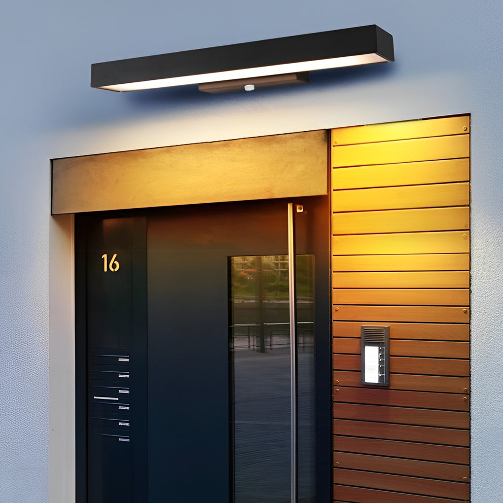 Outdoor Motion Sensor Black Rectangle Wall Light for Security & Entryway Illumination