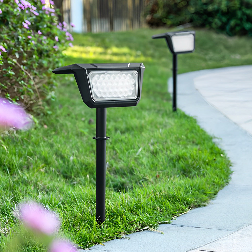 LED Solar Lights Outdoor - 2PCS Waterproof IP65 Black Modern Lawn Lamps for Garden Pathway Lighting