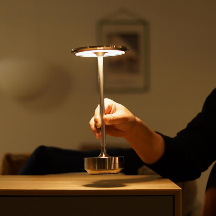 Cordless Metallic Table Lamp - Modern Design for Home & Office Lighting
