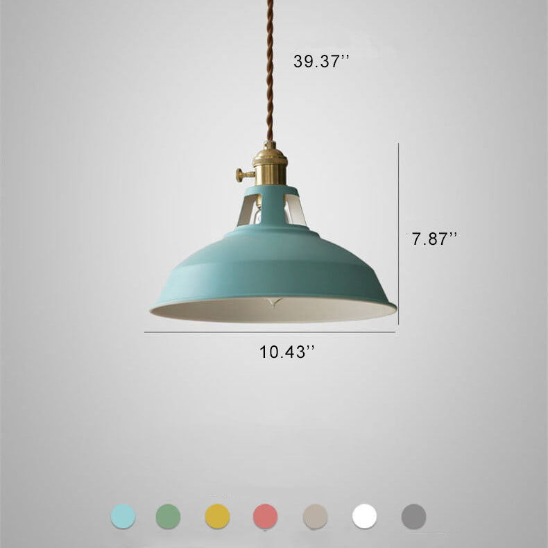 Industrial 1-Light Pendant Light with Colorful Barn Shade for Kitchen, Dining, and Rustic Decor