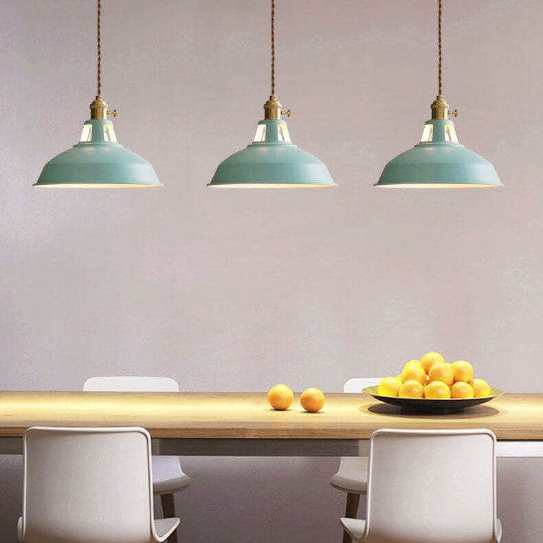 Industrial 1-Light Pendant Light with Colorful Barn Shade for Kitchen, Dining, and Rustic Decor