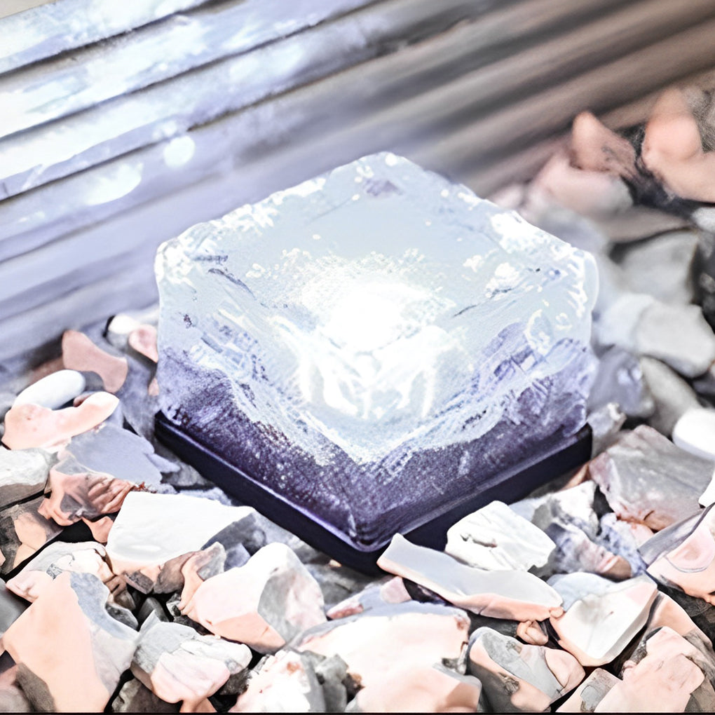 LED Solar Outdoor Step Lights - 2V Mount-Free Colorful Modern Ice Cube Design for Pathway & Garden Lighting