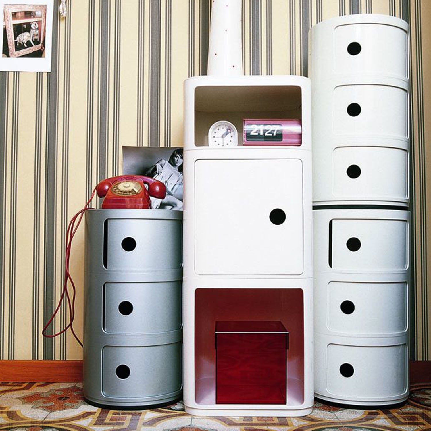 Metal Storage Unit - Kartell Componibili Modular Organizer for Home & Office Use, Multi-Functional and Stackable Design