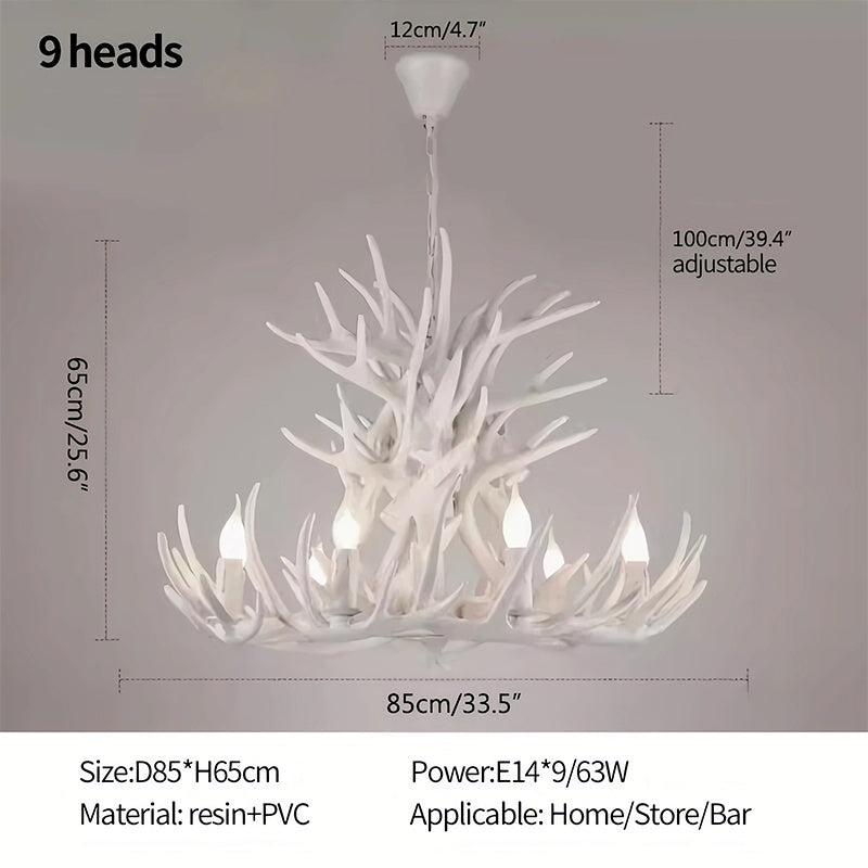 Antler Shape Resin Chandelier | Adjustable Height, Rustic Elegance & Ideal for Living Room, Dining Area, or Entryway