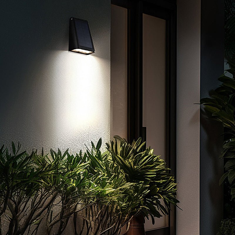 LED Waterproof Solar Wall Lights - 90° Adjustable Black Modern Outdoor Lighting for Gardens & Patios