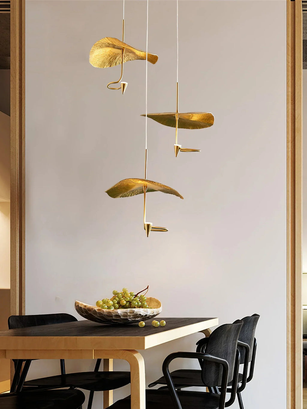 LED Lotus Leaf Chandelier Light Fixture - Modern Hanging Pendant for Dining Room & Living Room Decor