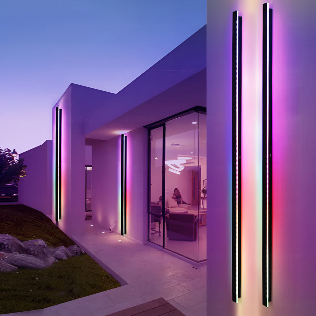 LED Linear Wall Lights - Black Outdoor Lighting Fixture for Gardens, Patios & Walkways