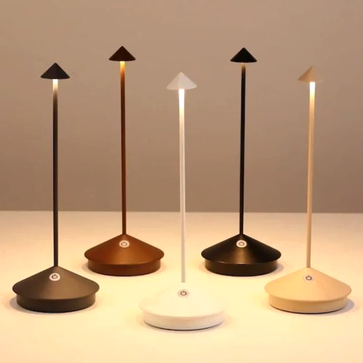 Minimalist LED Table Lamp – Dimmable Cordless Rechargeable Touch Lamp with 13H Battery, Warm 2700K Light, Indoor & Outdoor Aluminum Design