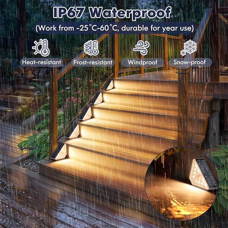 LED Motion Sensor Outdoor Solar Step Lights - 550LM Super Bright 10-LED Warm White Waterproof Lighting for Porch, Patio & Deck