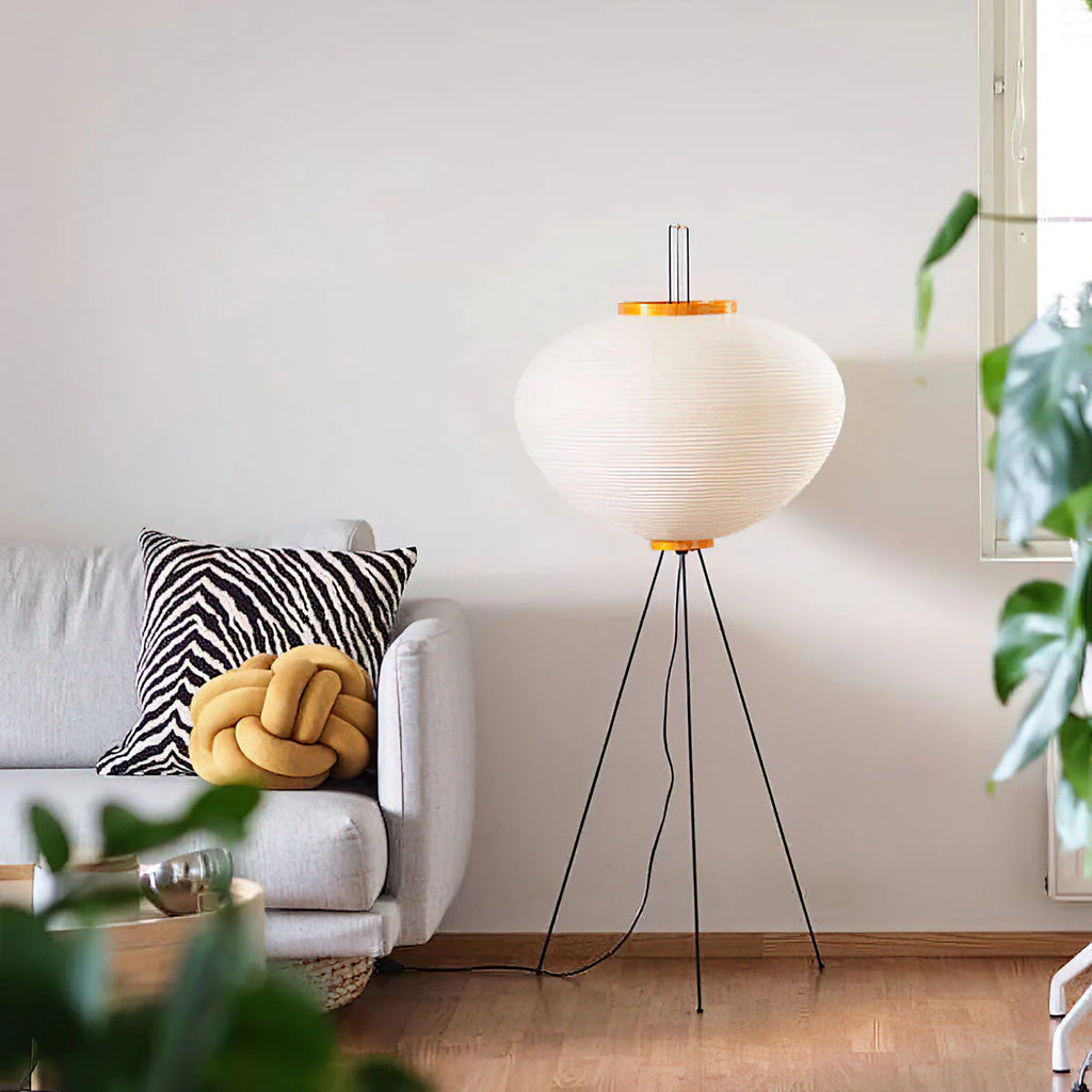LED Floor Lamp | Mulberry Paper & Metal, Indoor Use for Modern Home Decor
