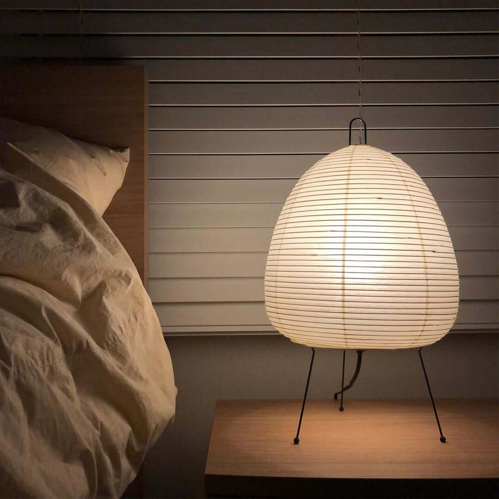 Japanese Paper Table Lamp - Minimalist Design for Living Room & Bedroom Lighting