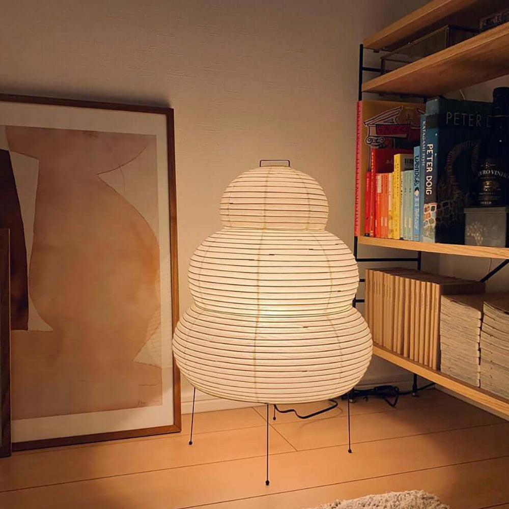 Japanese Paper Table Lamp - Minimalist Design for Living Room & Bedroom Lighting
