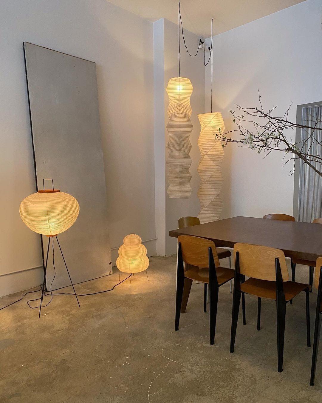 Rice Paper Floor Lamp with Wooden Base - Soft Ambient Lighting for Living Room & Bedroom Decor