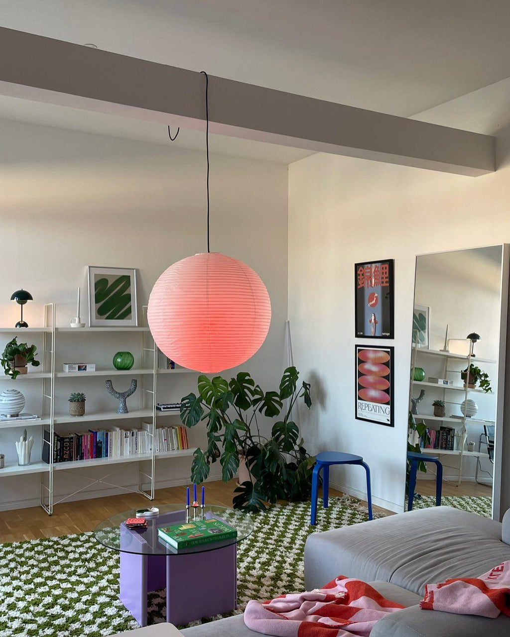 Pendant Swag Light | Handmade Mulberry Paper, Mid-Century Modern Design for Indoor Spaces