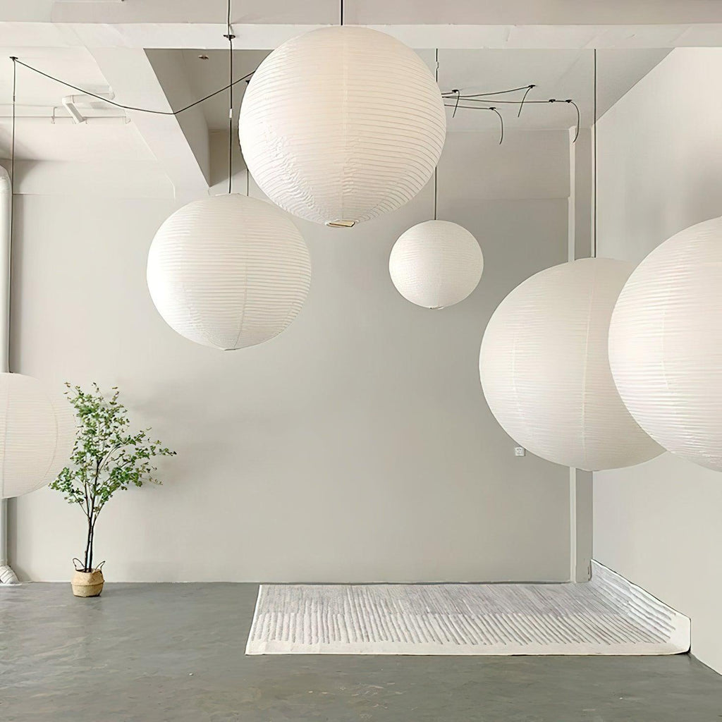 Pendant Swag Light | Handmade Mulberry Paper, Mid-Century Modern Design for Indoor Spaces