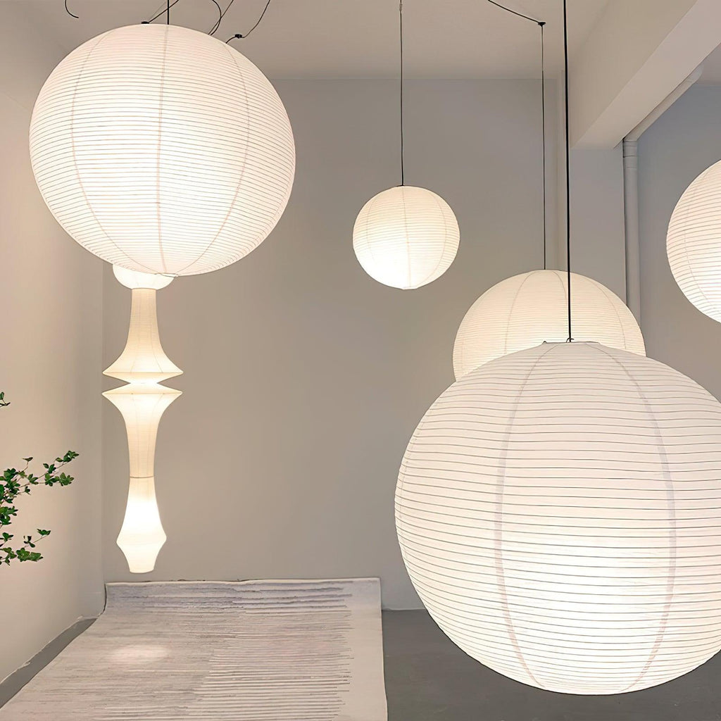 Pendant Swag Light | Handmade Mulberry Paper, Mid-Century Modern Design for Indoor Spaces