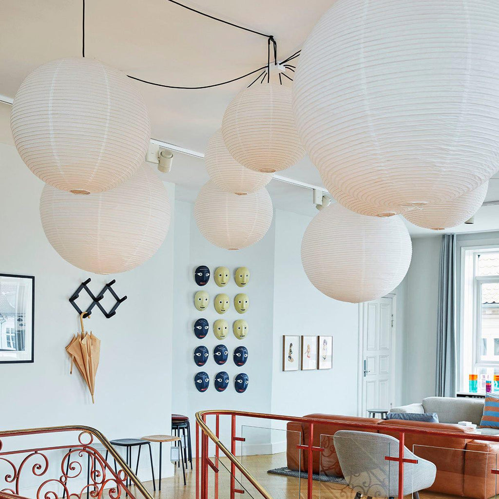 Pendant Swag Light | Handmade Mulberry Paper, Mid-Century Modern Design for Indoor Spaces