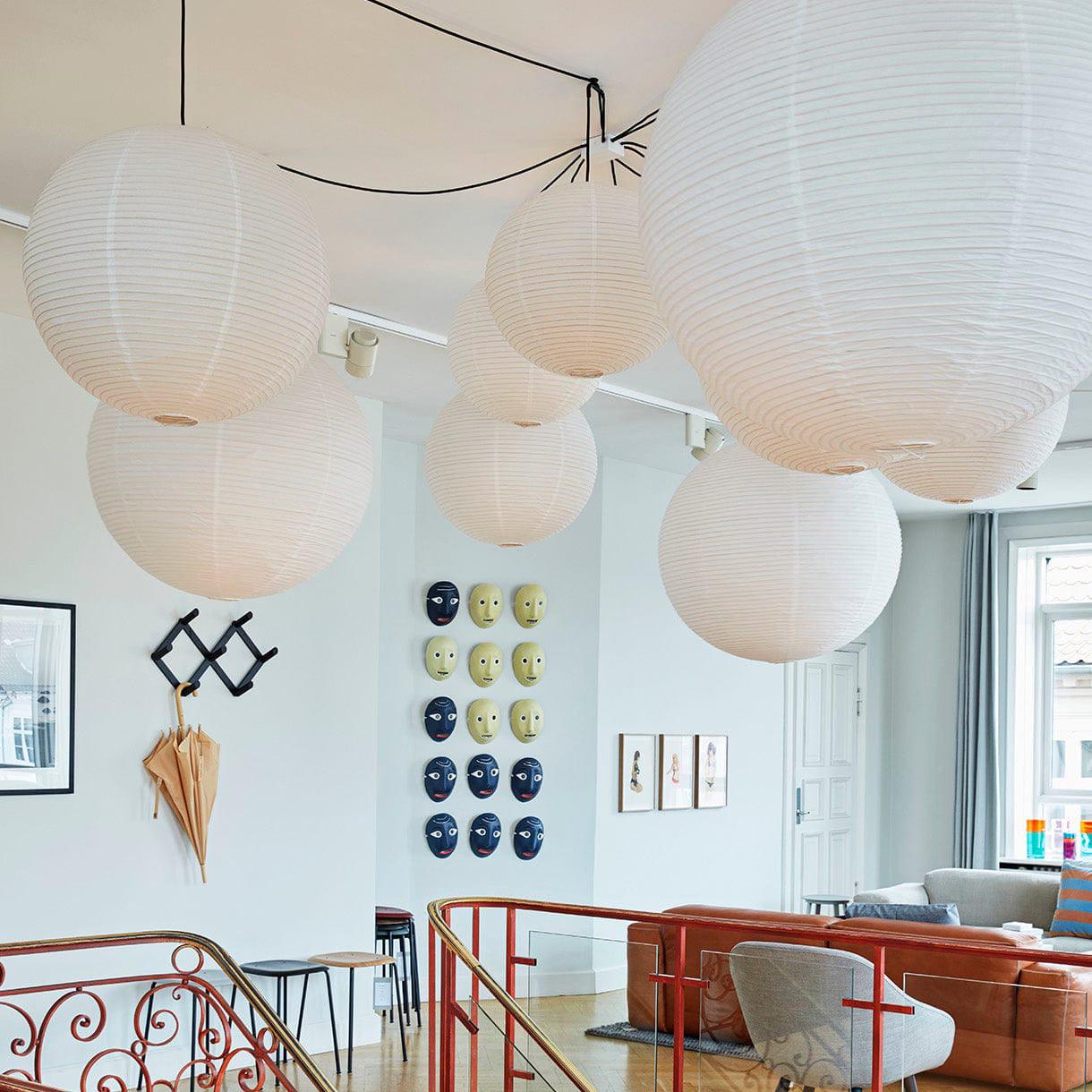 Pendant Swag Light | Handmade Mulberry Paper, Mid-Century Modern Design for Indoor Spaces