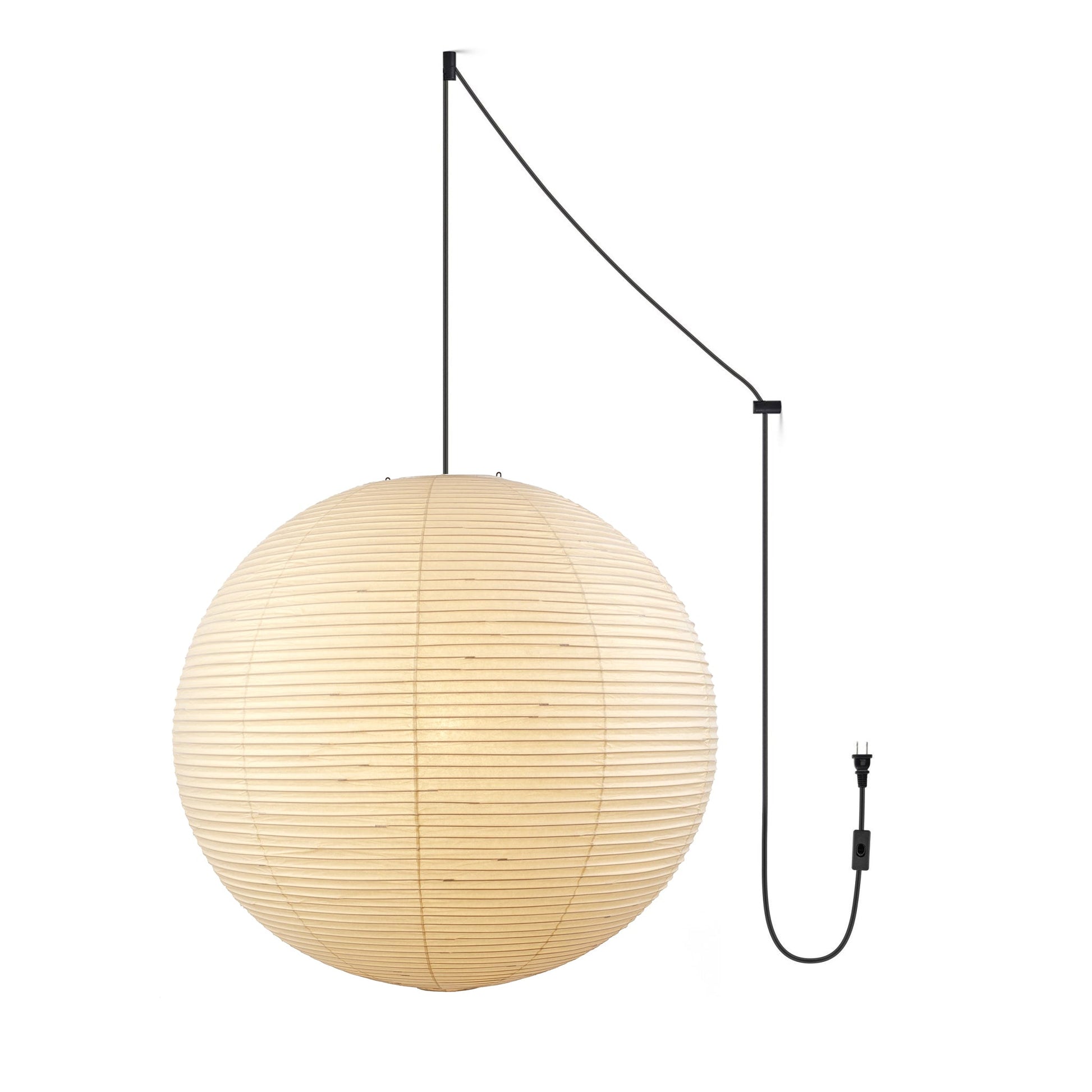 Pendant Swag Light | Handmade Mulberry Paper, Mid-Century Modern Design for Indoor Spaces