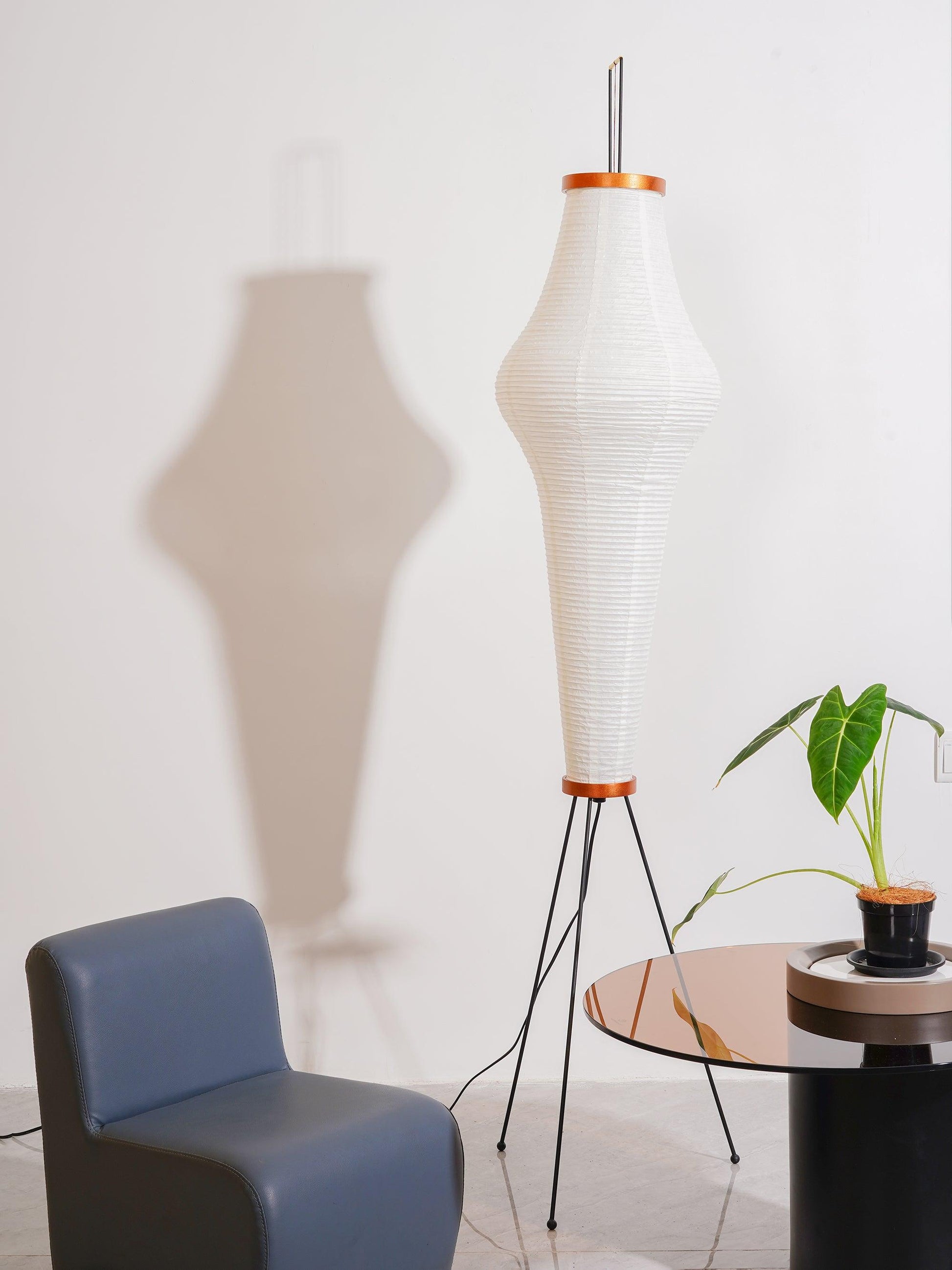 Rice Paper Floor Lamp with Wooden Base - Soft Ambient Lighting for Living Room & Bedroom Decor