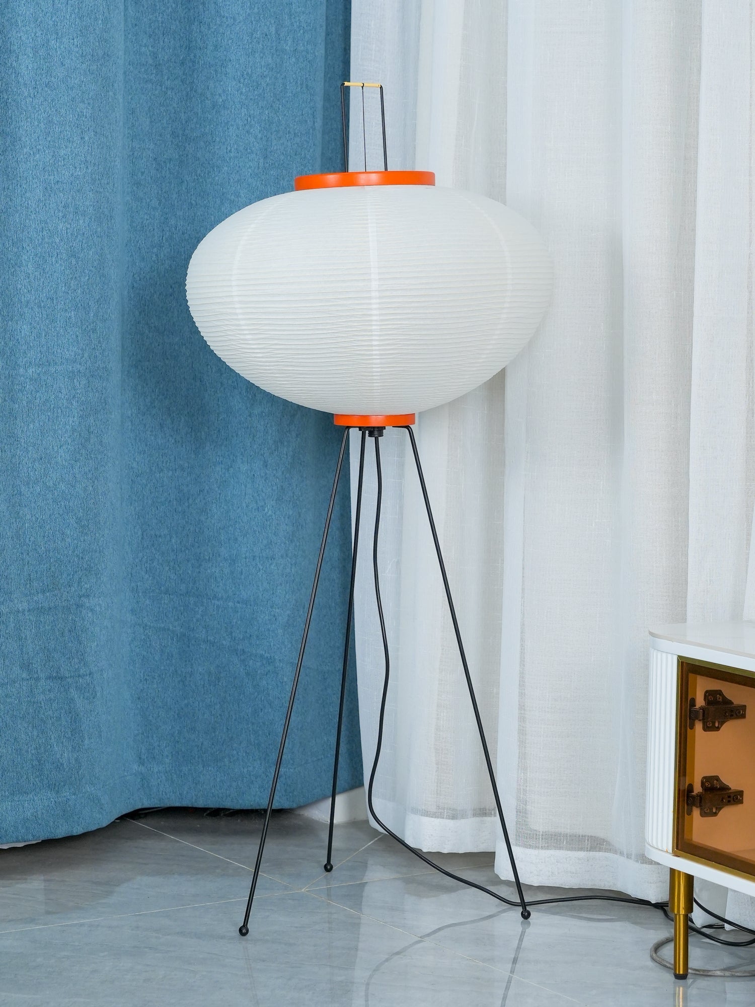 Rice Paper Floor Lamp with Wooden Base - Soft Ambient Lighting for Living Room & Bedroom Decor