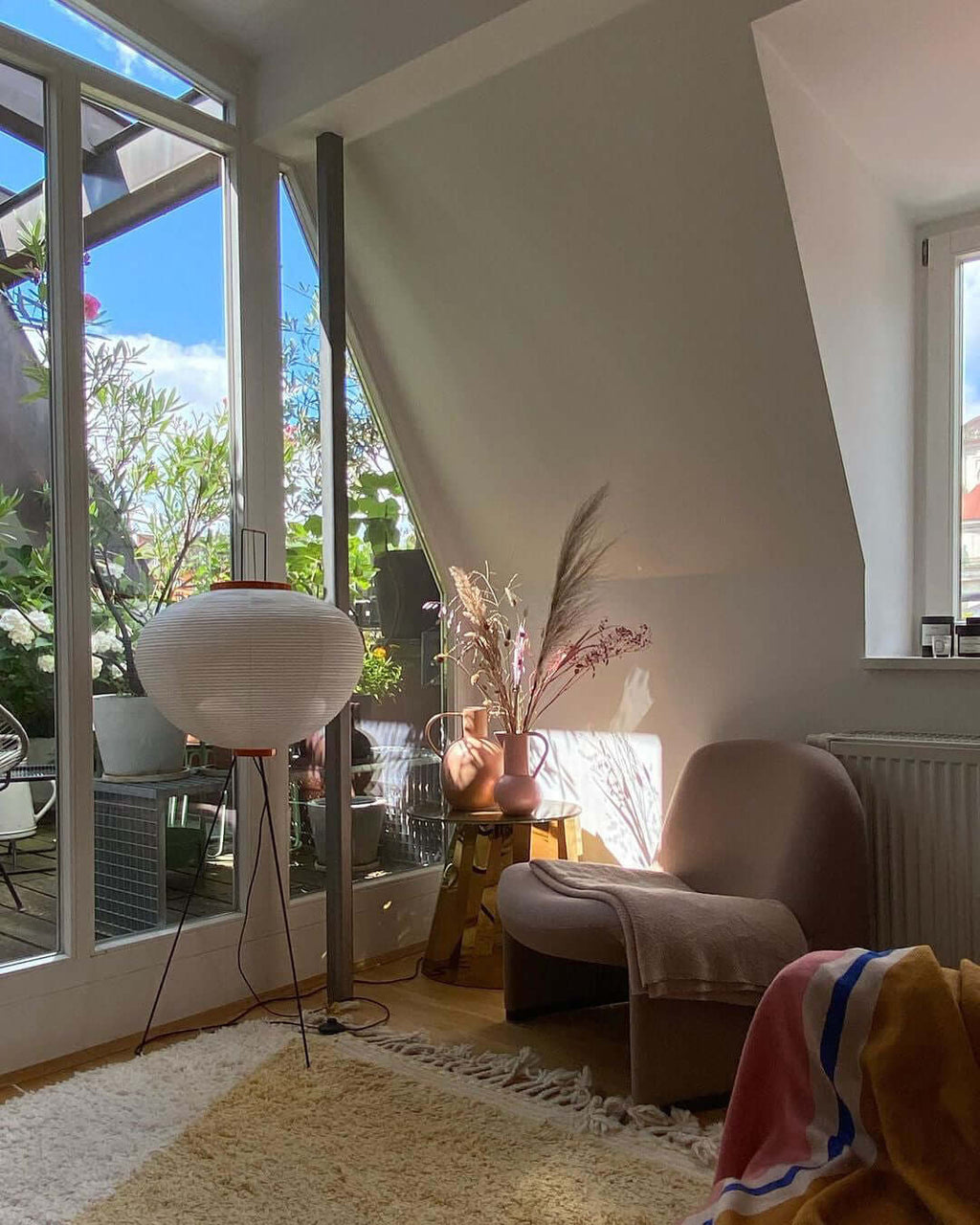 Rice Paper Floor Lamp | Mulberry Paper Shade, Metal Base & Ideal for Indoor Lighting