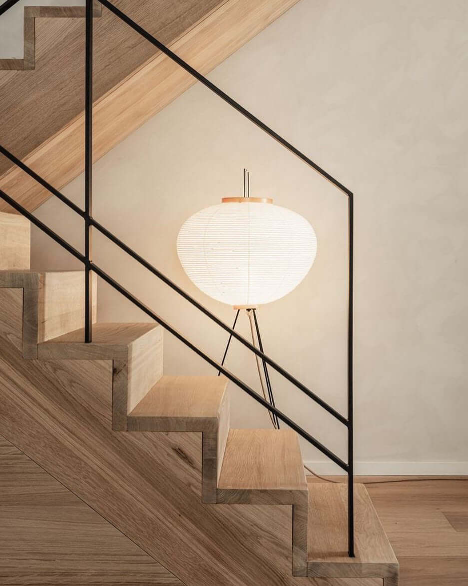 Rice Paper Floor Lamp | Mulberry Paper Shade, Metal Base & Ideal for Indoor Lighting