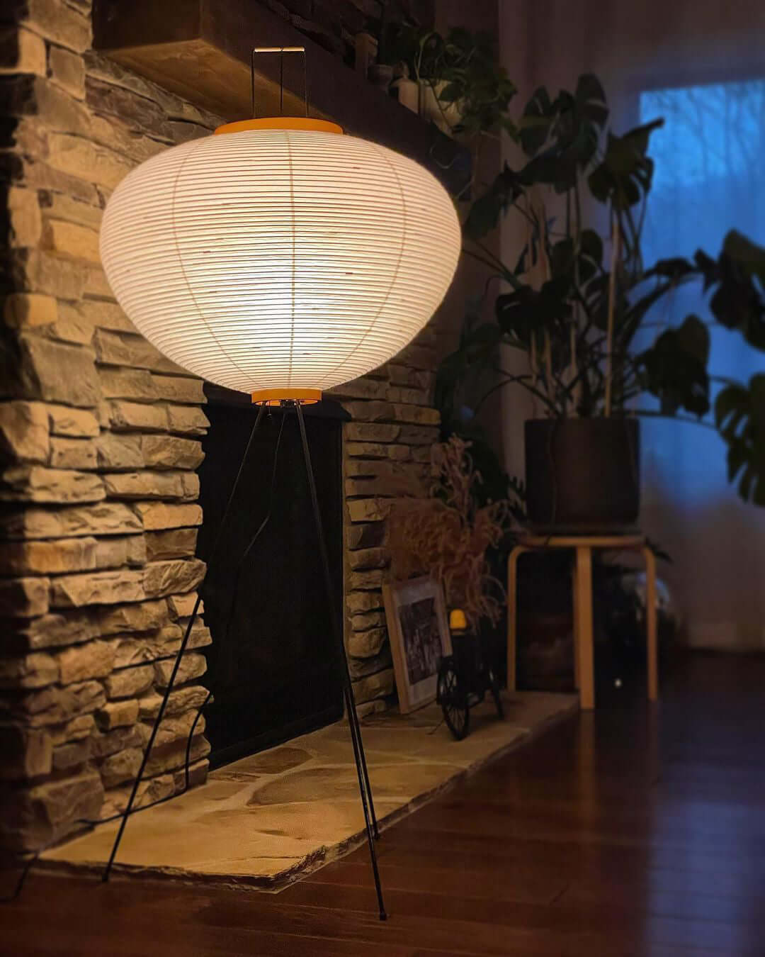 Rice Paper Floor Lamp with Wooden Base - Soft Ambient Lighting for Living Room & Bedroom Decor