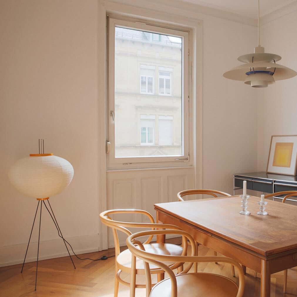 Rice Paper Floor Lamp with Wooden Base - Soft Ambient Lighting for Living Room & Bedroom Decor