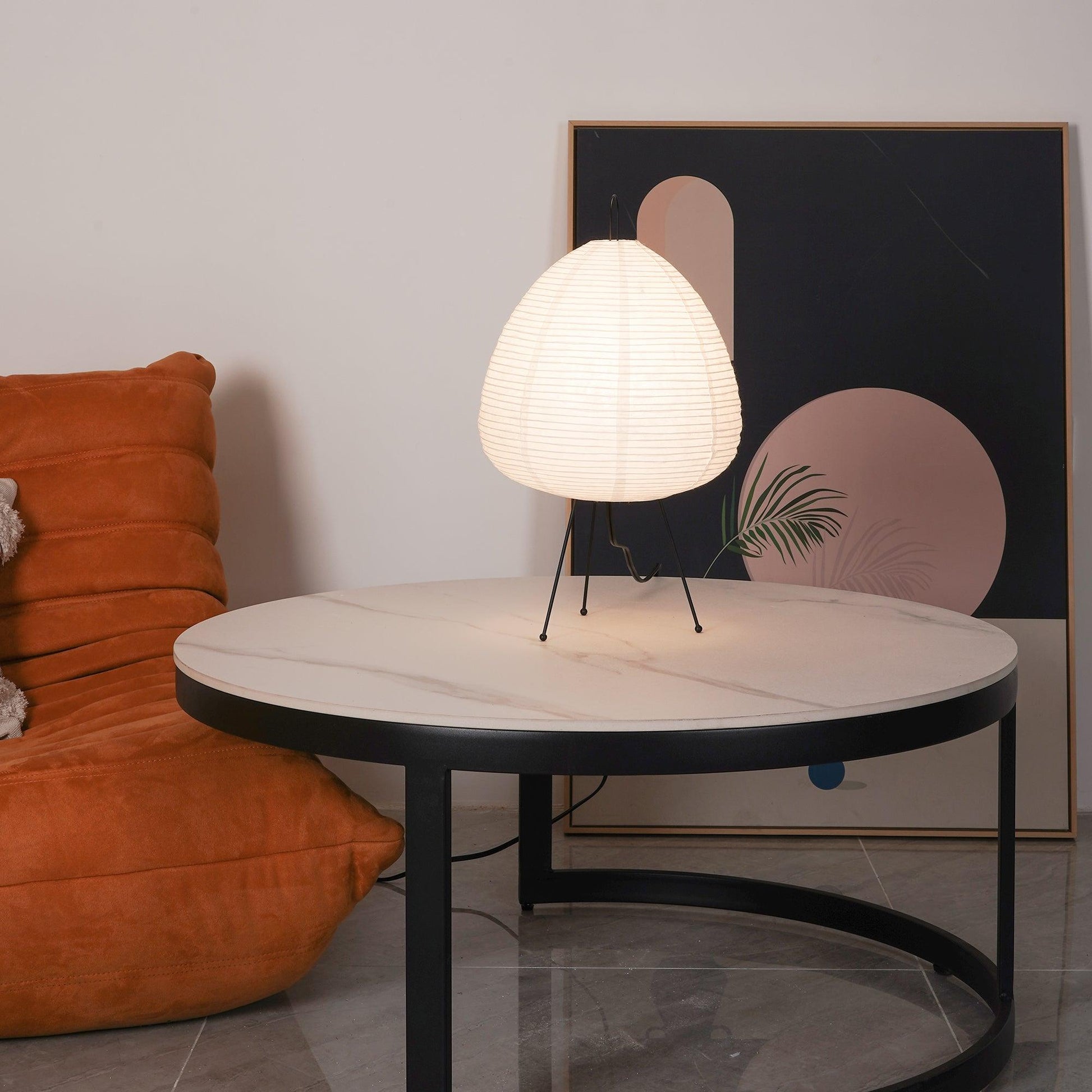 Japanese Paper Table Lamp - Minimalist Design for Living Room & Bedroom Lighting