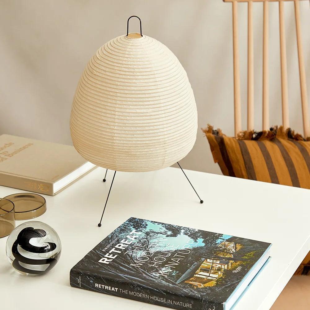 Japanese Paper Table Lamp - Minimalist Design for Living Room & Bedroom Lighting