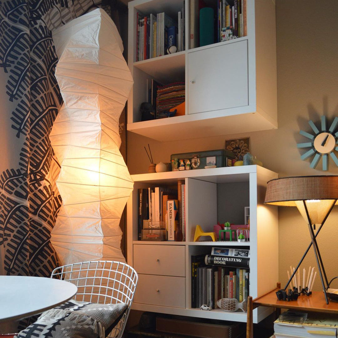 Rice Paper Floor Lamp | Mulberry Paper Shade, Metal Base & Ideal for Indoor Lighting