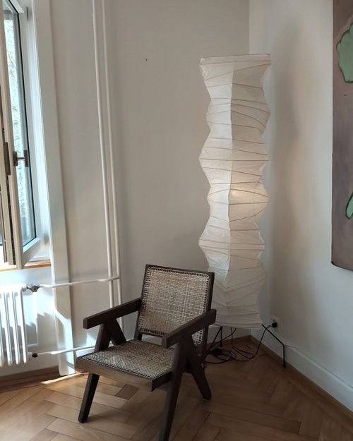 Rice Paper Floor Lamp with Wooden Base - Soft Ambient Lighting for Living Room & Bedroom Decor