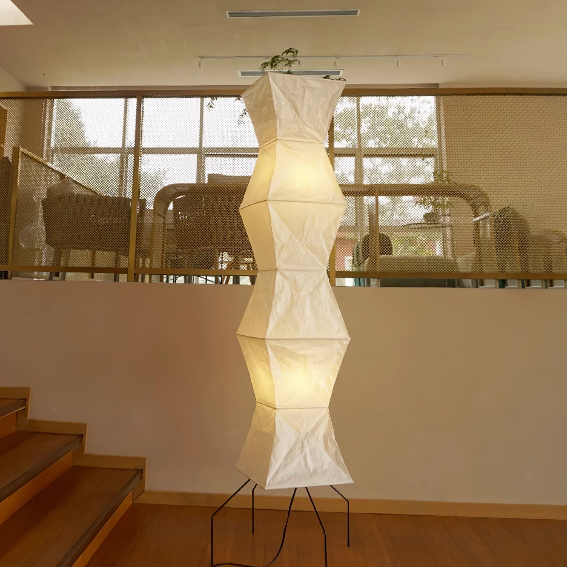 Rice Paper Floor Lamp with Wooden Base - Soft Ambient Lighting for Living Room & Bedroom Decor