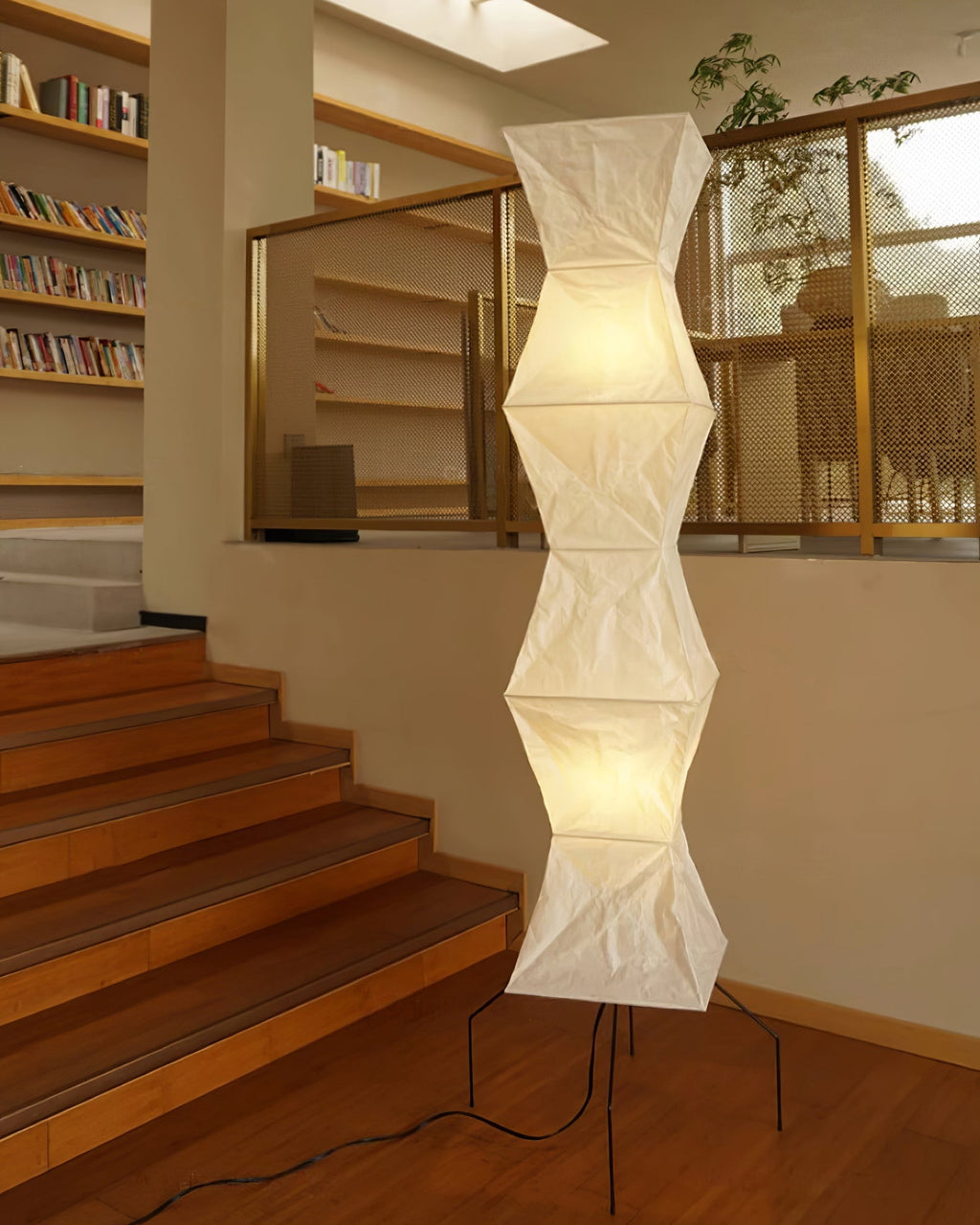 Rice Paper Floor Lamp with Wooden Base - Soft Ambient Lighting for Living Room & Bedroom Decor