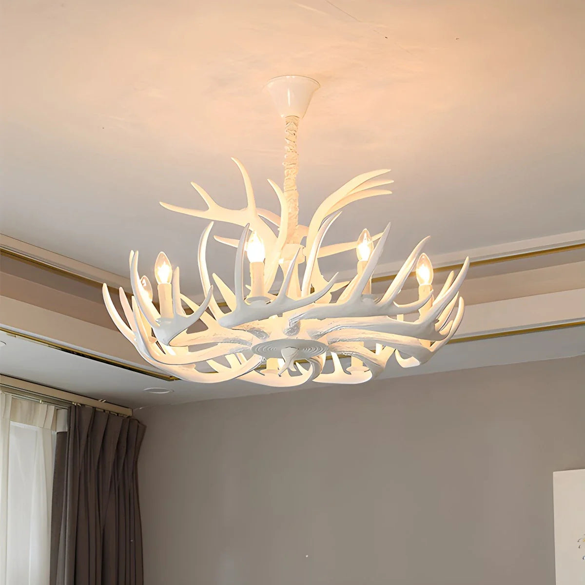 Antler Shape Resin Chandelier | Adjustable Height, Rustic Elegance & Ideal for Living Room, Dining Area, or Entryway