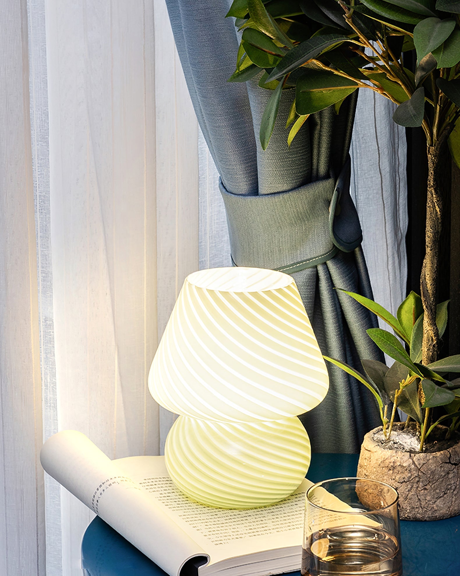 LED Glass Table Lamp - Modern Design with Adjustable Brightness for Living Room & Bedroom Use