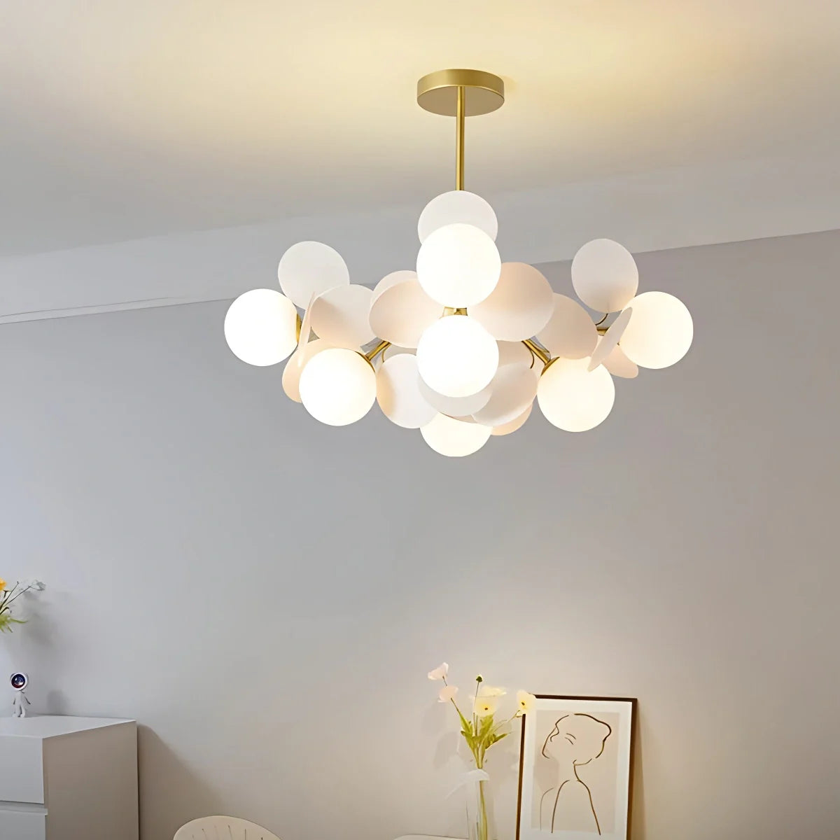 Colorful Modern Chandelier with Flashing LED Lights for Living Room & Dining Room Decor