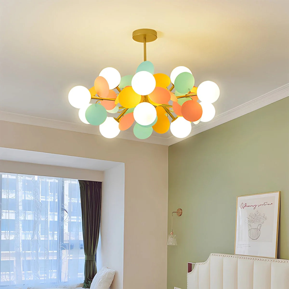 Colorful Modern Chandelier with Flashing LED Lights for Living Room & Dining Room Decor