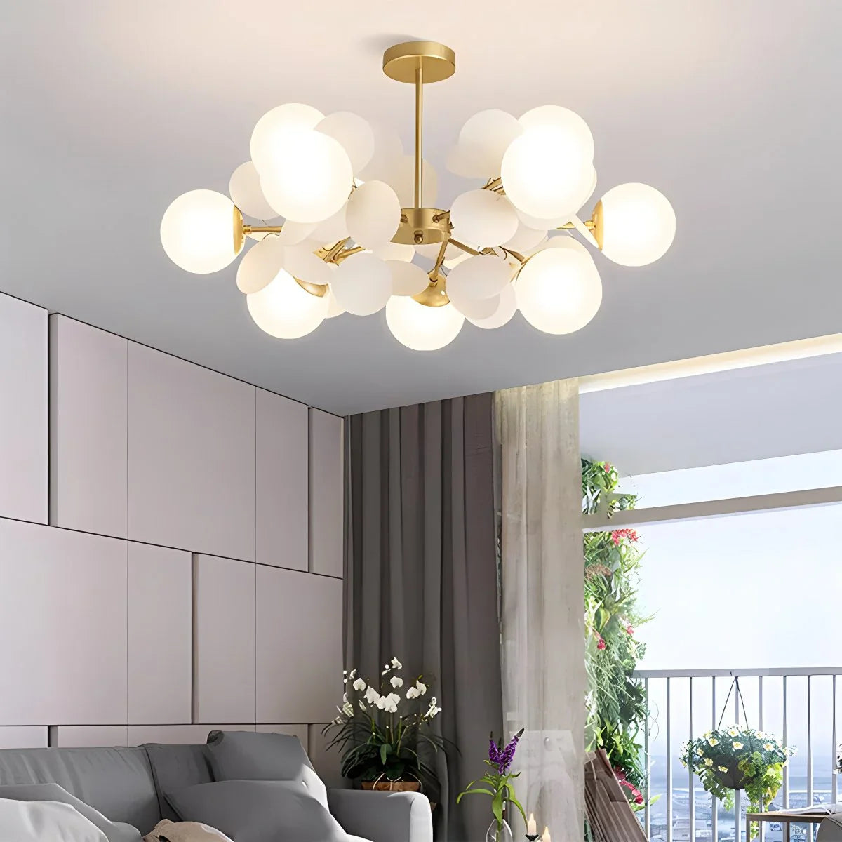 Colorful Modern Chandelier with Flashing LED Lights for Living Room & Dining Room Decor