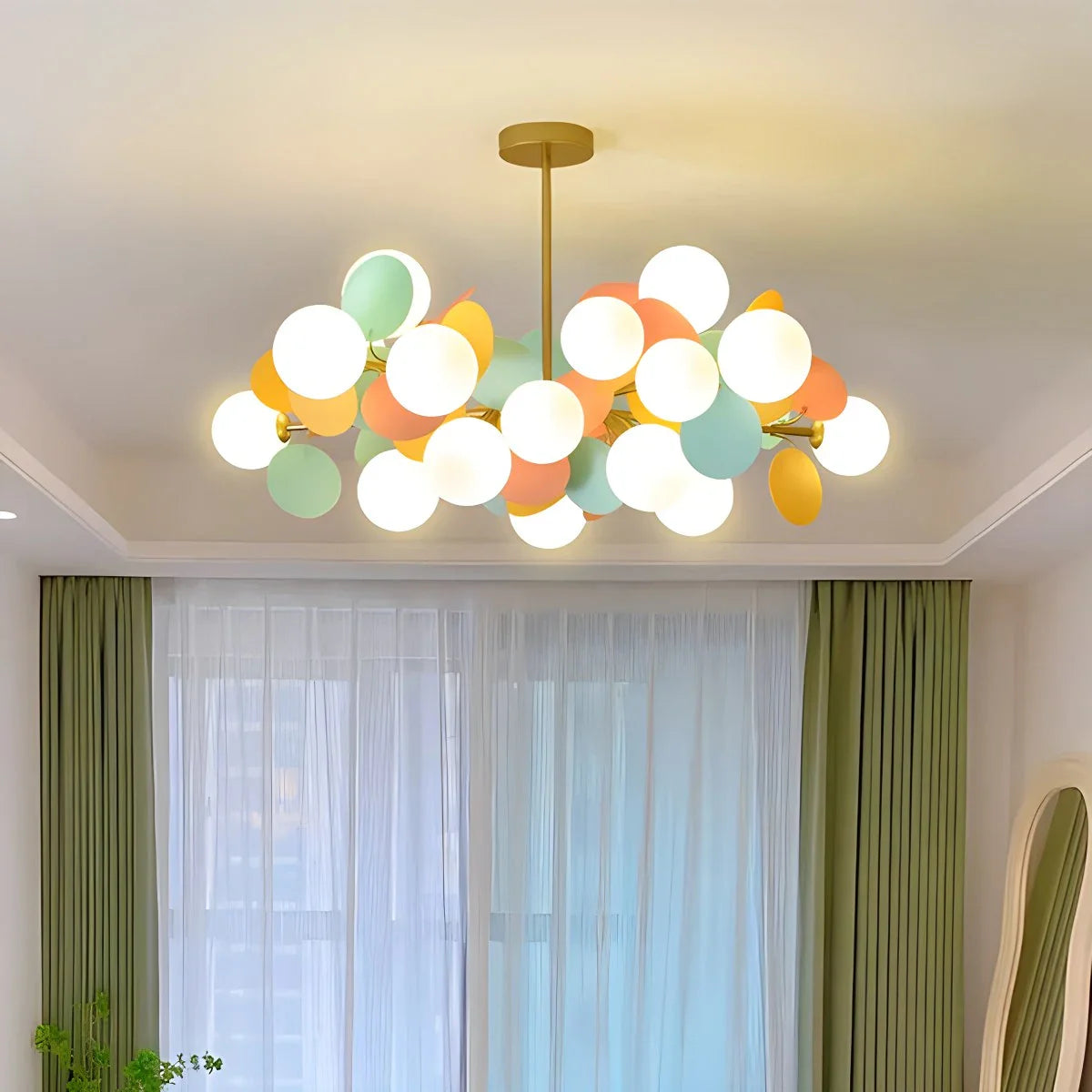 Colorful Modern Chandelier with Flashing LED Lights for Living Room & Dining Room Decor