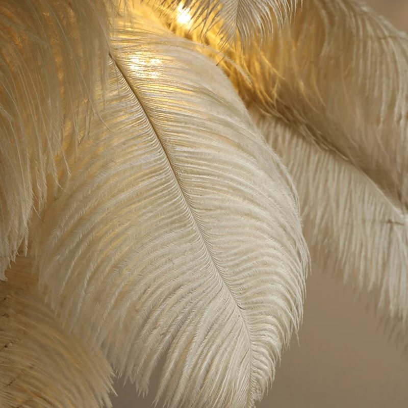 LED Floor Lamp with Feather Palm Design for Living Room & Tropical Decor