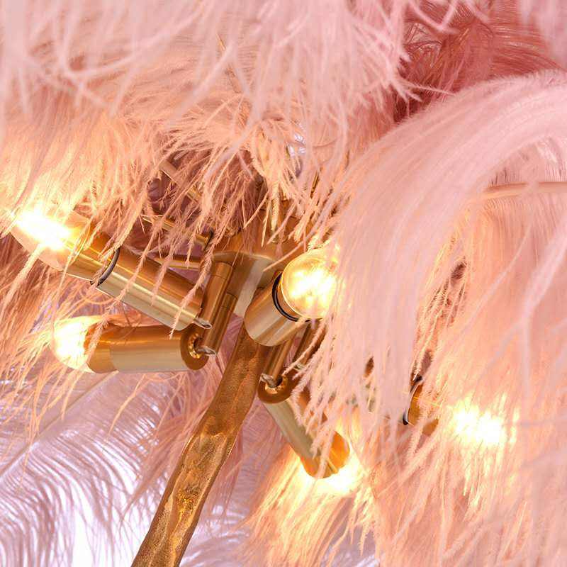 LED Floor Lamp with Feather Palm Design for Living Room & Tropical Decor