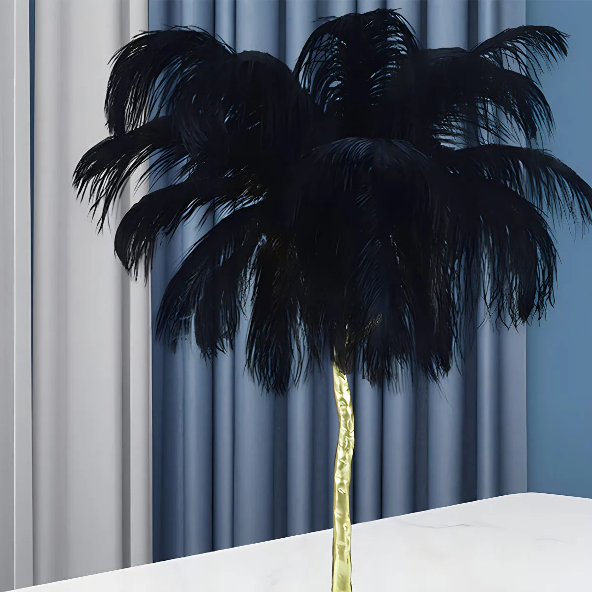 LED Floor Lamp with Feather Palm Design for Living Room & Tropical Decor