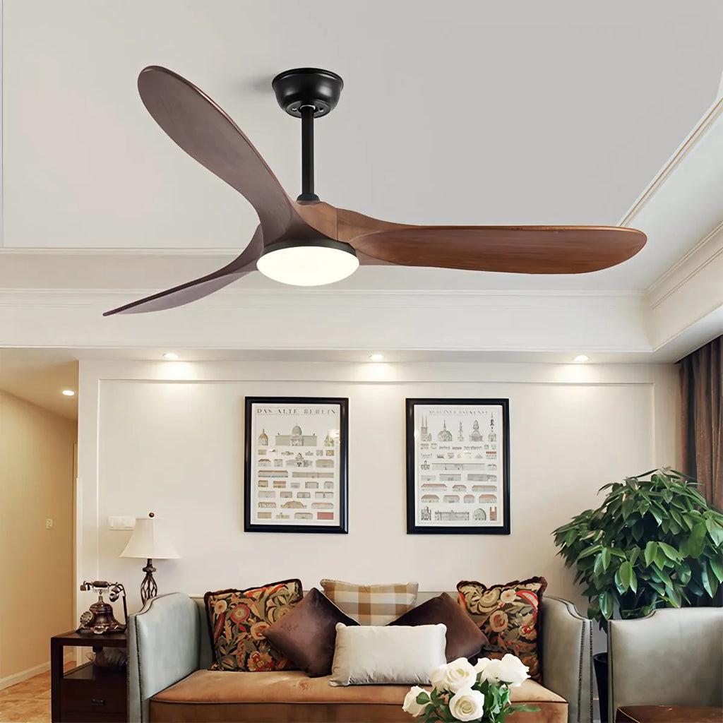 Nordic Solid Wood Ceiling Fan with Light Fixture for Living Room & Bedroom Use