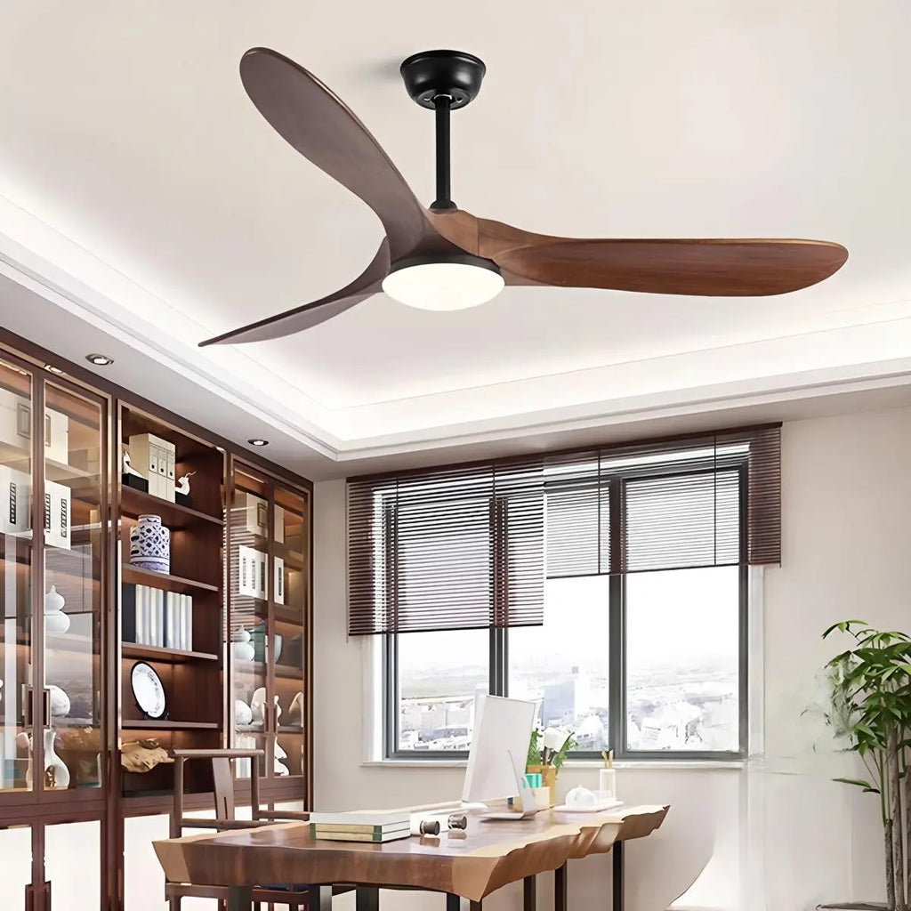 Nordic Solid Wood Ceiling Fan with Light Fixture for Living Room & Bedroom Use