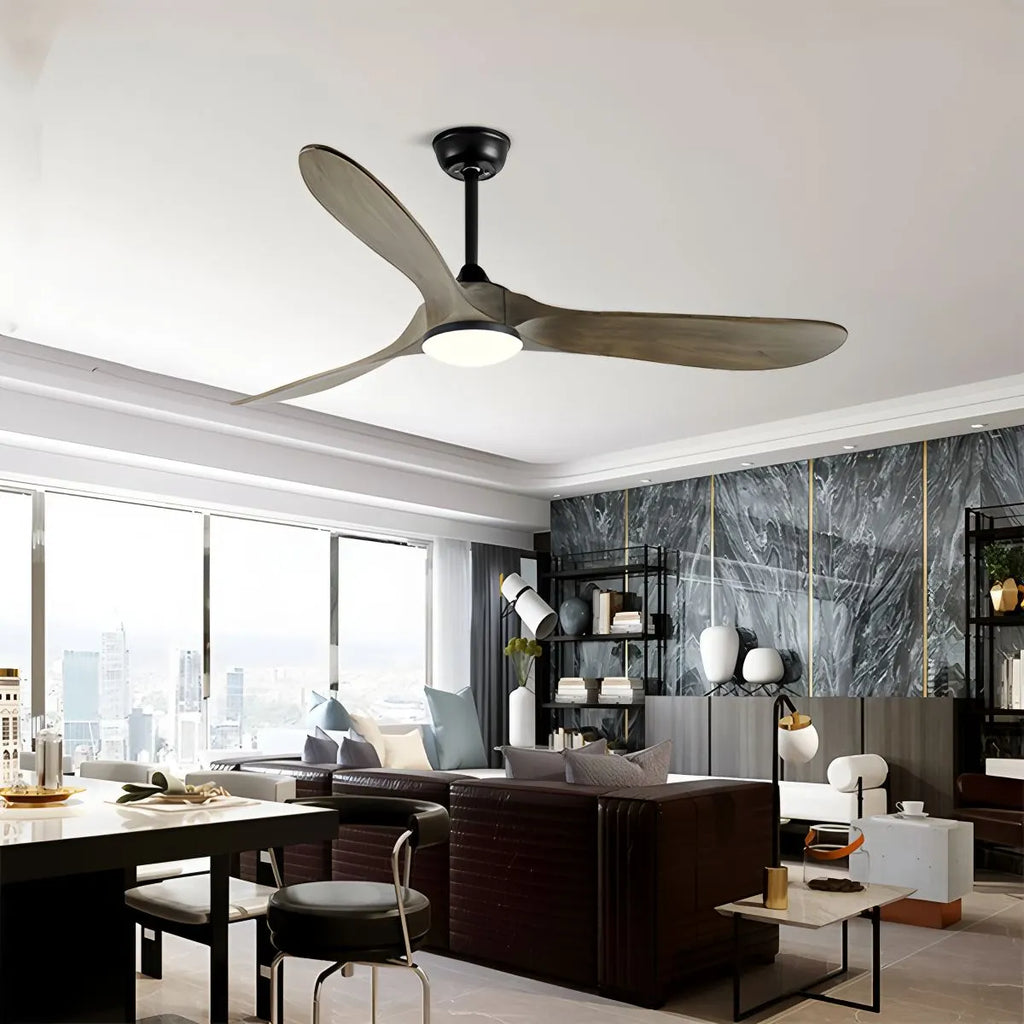 Nordic Solid Wood Ceiling Fan with Light Fixture for Living Room & Bedroom Use