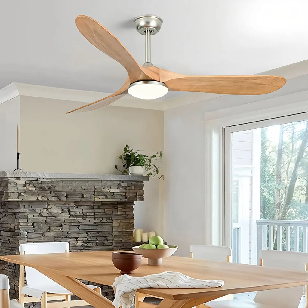 Nordic Solid Wood Ceiling Fan with Light Fixture for Living Room & Bedroom Use