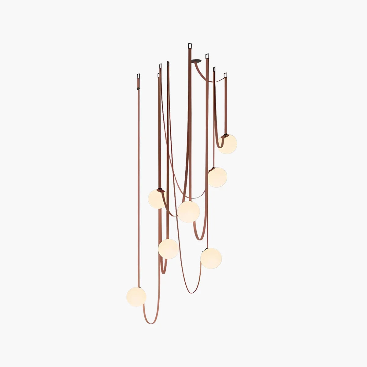 Modern Leather Strap Globe Pendant Light | Adjustable Frosted Glass Globes for High Ceilings & Statement Installations